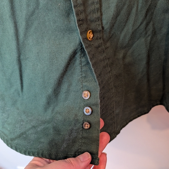 Vintage Eddie Bauer 90s Forest Green Button-Up Shirt Men’s Medium Cotton - Picture 6 of 8